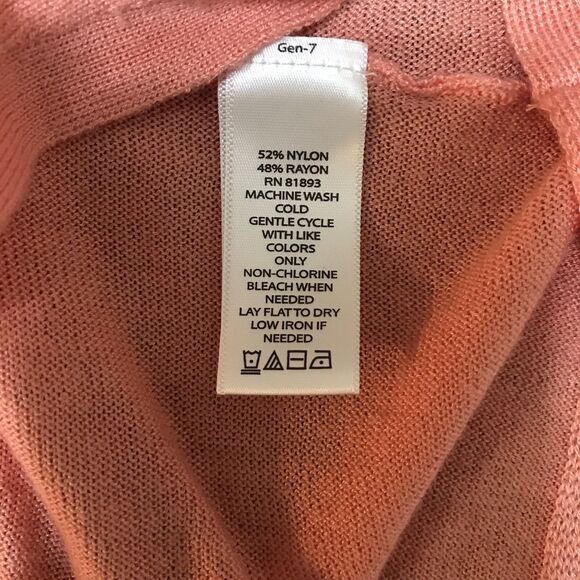 H By Halston TOP Women's Size S Oversized DRAPPED FRONT CORAL Sweater - Picture 5 of 7